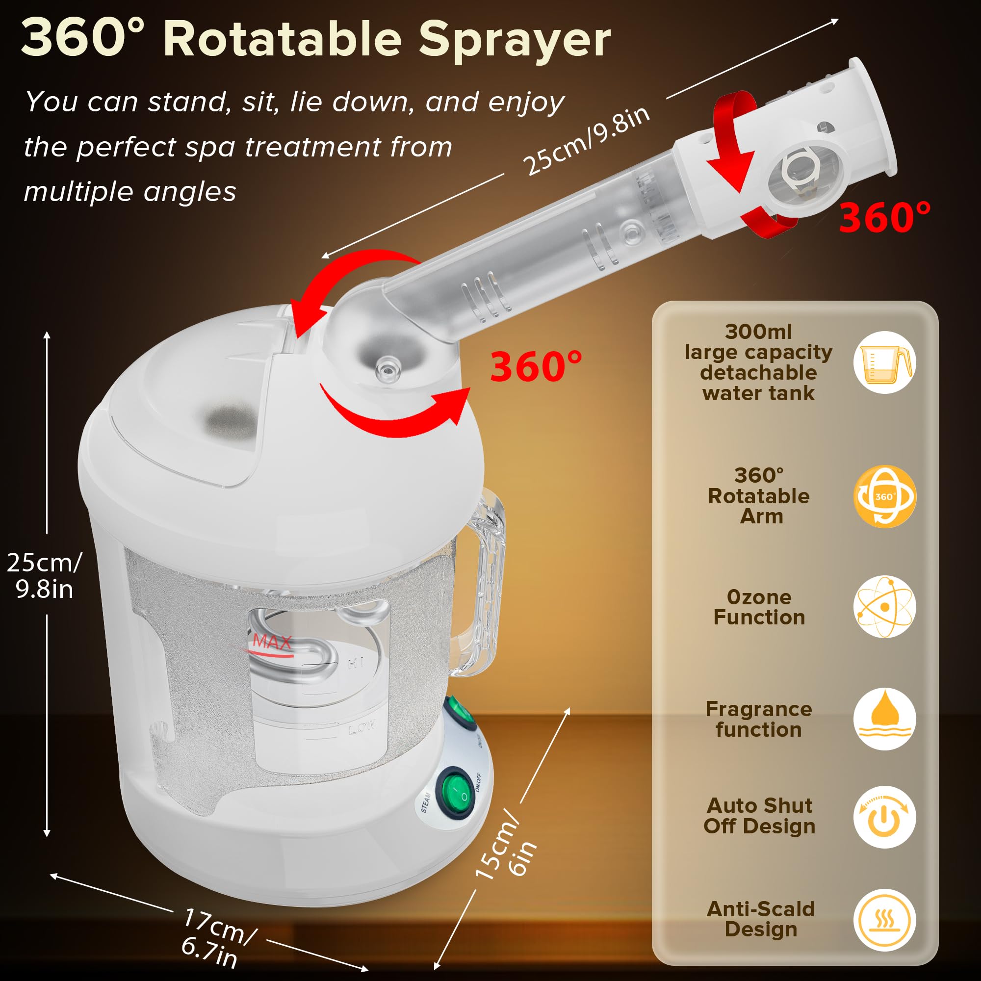 Easy to Clean Facial Steamer, Nano Ionic Face Steamer for Facial